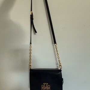Tory Burch Black Crossbody Bag with Gold Accents
